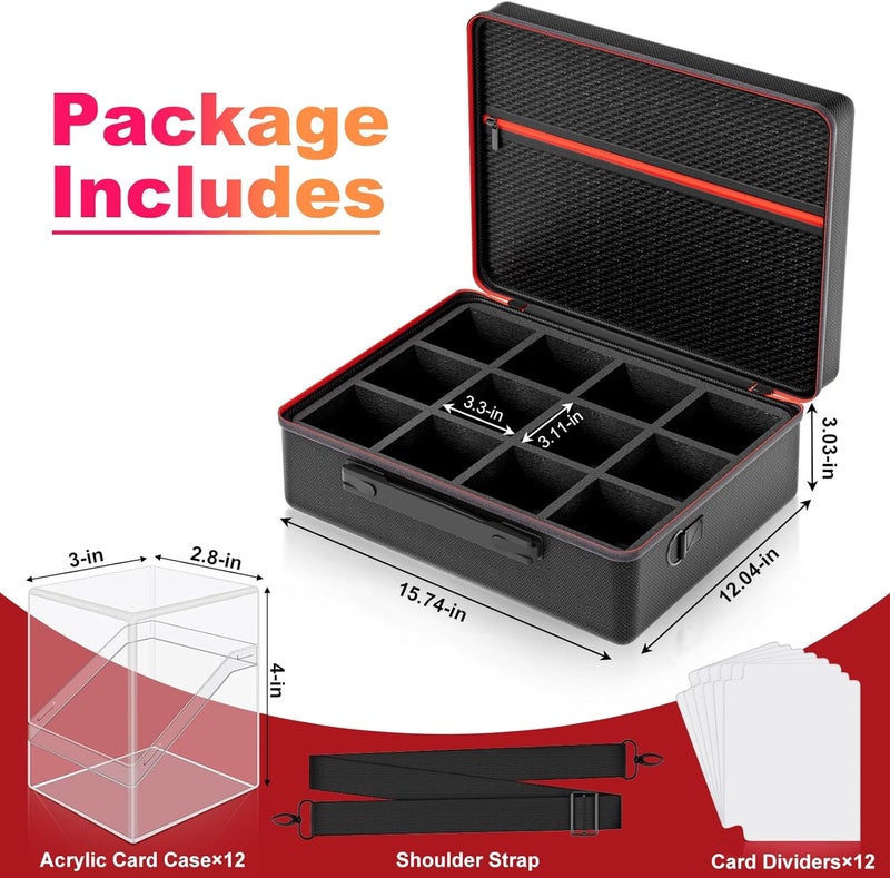 Proijeut Card Deck Box with Portable Case, 12 Pack Clear Commander Deck Box with 12 Dividers, Holds 1200+ Double Sleeved Cards, Fit for MTG, YuGiOh, TCG - Image 2